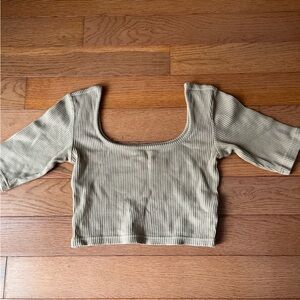 OAK + FORT Ribbed Tan Crop Top